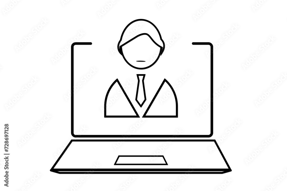 Icon of a news presentation laptop screen icon on a white background.