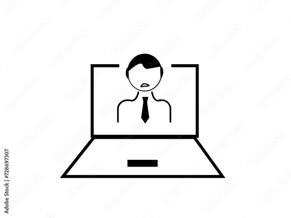 Minimalistic icon of a news presentation laptop screen icon on a white background.