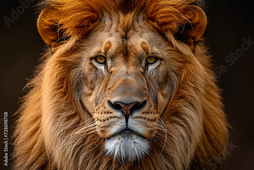 lion portrait on black background