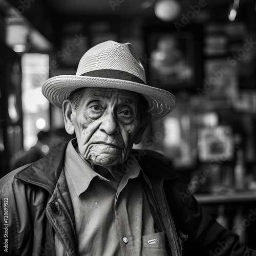 Portrait of an elderly gentleman in a hat with a thoughtful expression