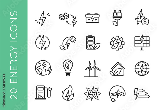 Sustainability, environmental, ecological, recyling, renewable green, icon set. Environmental health simple line icon collection for mobile app, web, promotional and SMM. Vector illustration © InvisionFrameStudio