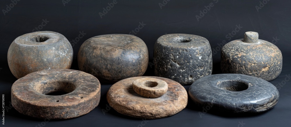 Antique grinding stones for ancient grains.