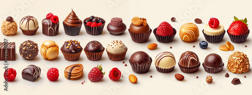 Wide format illustration of assorted chocolates
