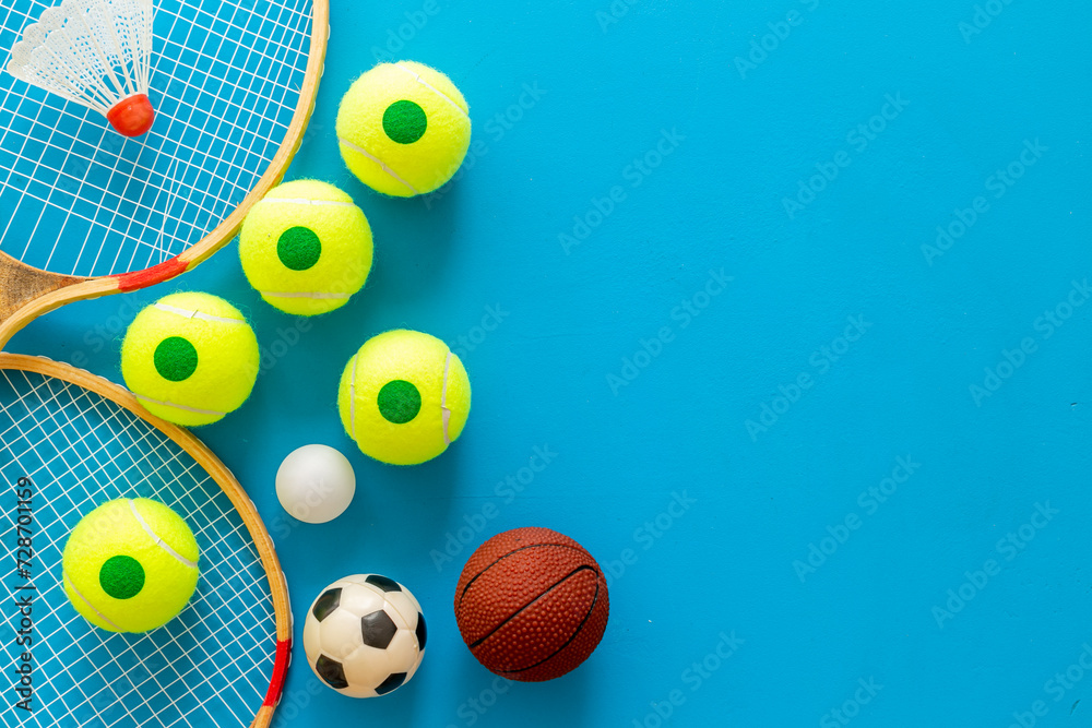 Fototapeta premium Variety team sport balls and equipment. Sport games background