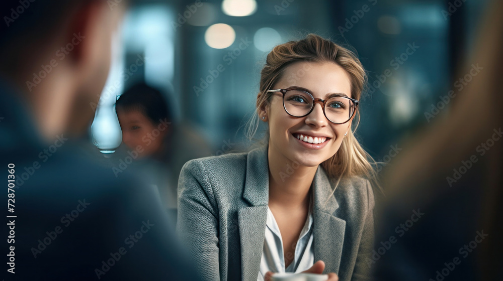 A female manager discussing new project with her colleagues. A female manager discussing new project with her colleagues.