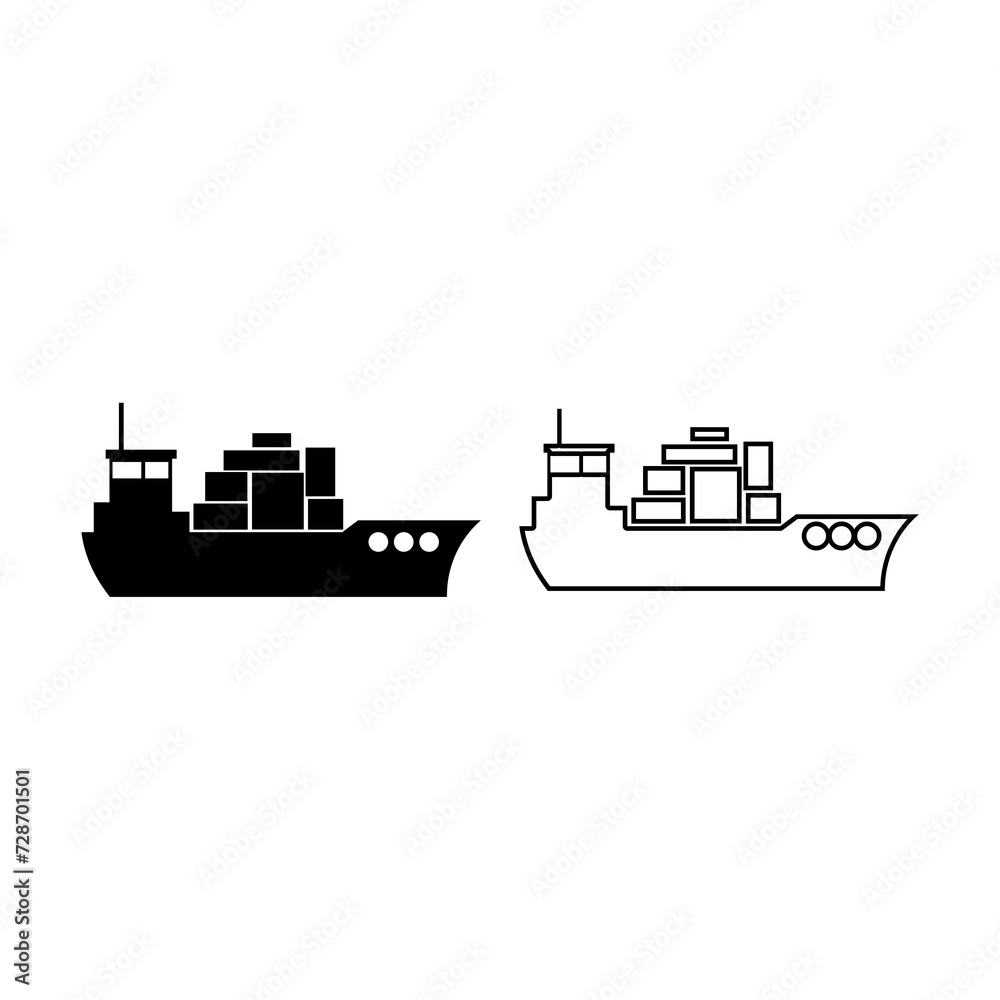 Obraz premium Boats and ships icons set isolated on white background 