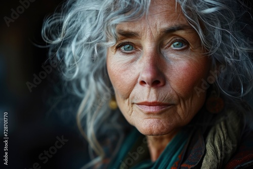 Wistful Senior Woman with Grey Curls © NS