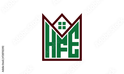 HFE initial letter real estate builders logo design vector. construction ,housing, home marker, property, building, apartment, flat, compartment, business, corporate, house rent, rental, commercial photo