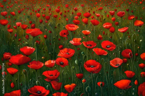 field of red poppies