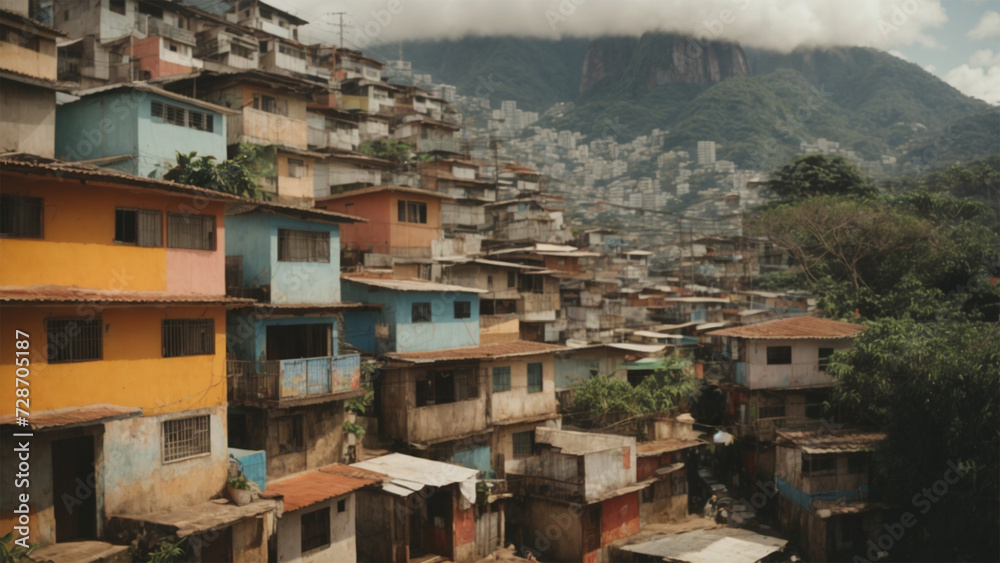 Photo of favela, people's house on top of a hill