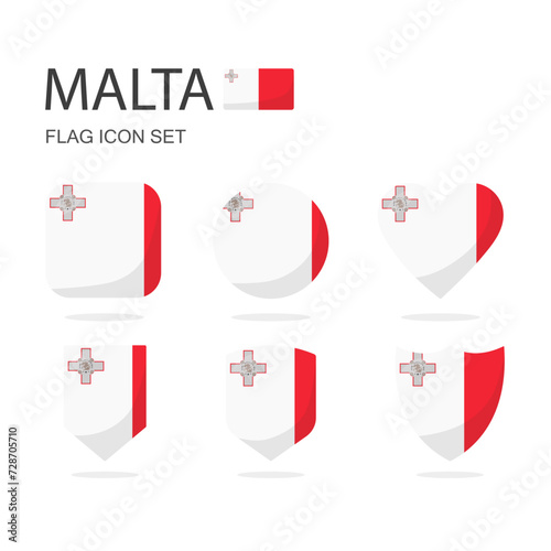 Free Download Malta 3d flag icons of 6 shapes all isolated on white background. - GFXLoad