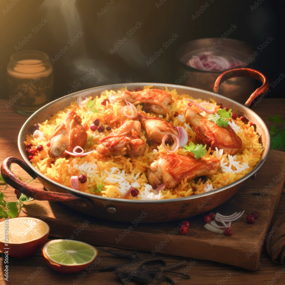 Fresh delicious indian nonveg food called dum biryani Fresh delicious indian nonveg food called dum biryani