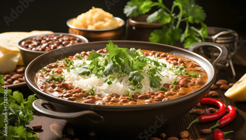 Dal makhani or makhni is a popular dish from India. Made with ingredients like whole black lentil, butter and cream
