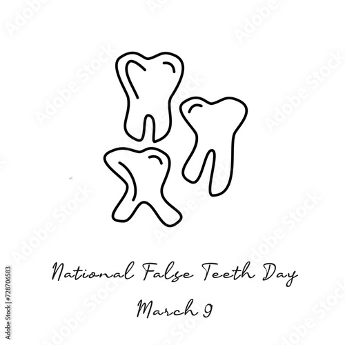line art of National False Teeth Day good for National False Teeth Day celebrate. line art. illustration.