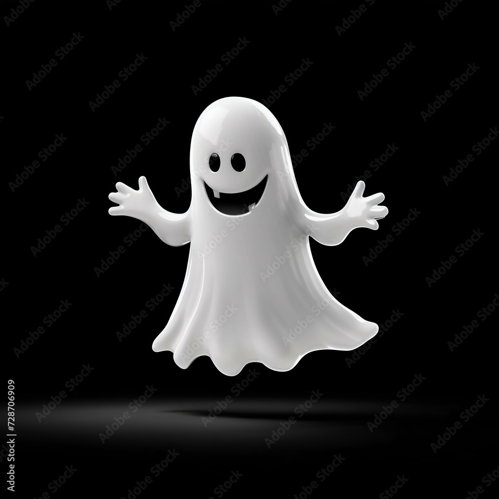 Spooky Floating Ghost on Dark Background. Generative ai Spooky Floating Ghost on Dark Background. Generative ai