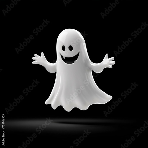 Spooky Floating Ghost on Dark Background. Generative ai