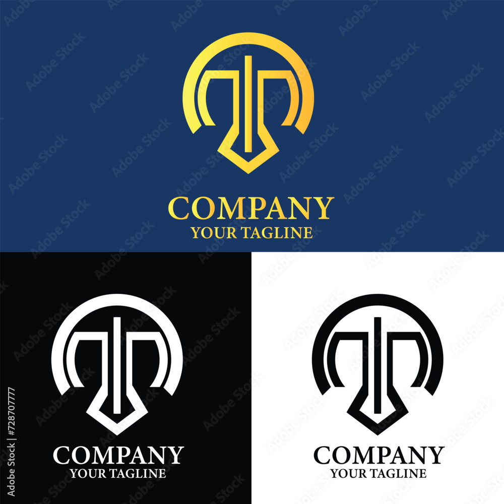 A sleek and modern logo featuring a prominent letter T on a stylish blue, black, and white background.