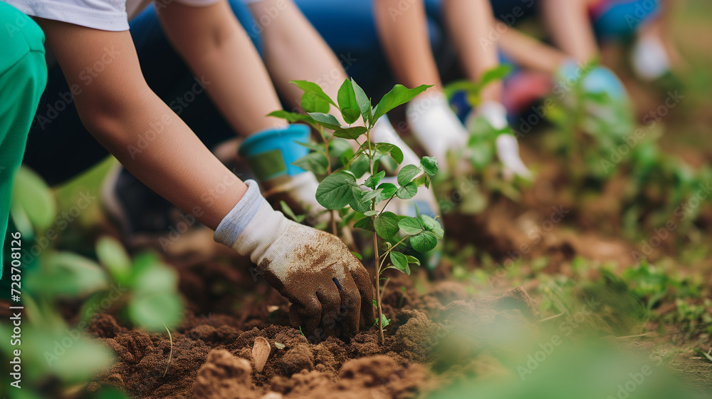 people planting trees or working in community garden promoting local food production and habitat restoration people planting trees or working in community garden promoting local food production and habitat restoration