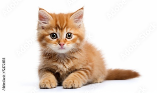 photo cute kitten white background