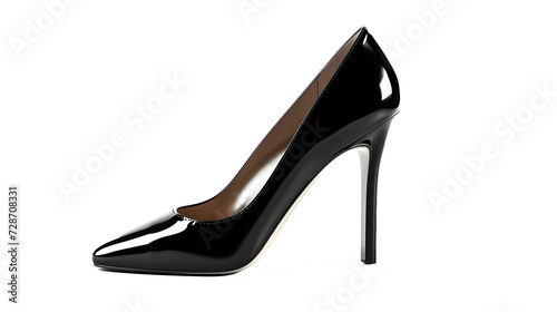 Elegant black high heel isolated on solid light background