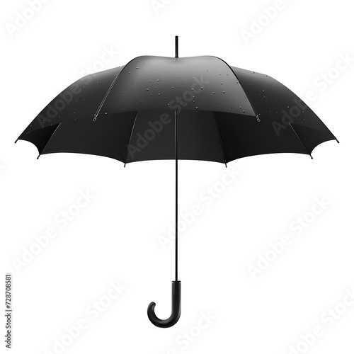 Open Black Umbrella Isolated on Transparent Background