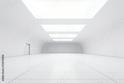 Wallpaper Mural White empty interior with arches for your text or product product presentation with copy space, room mockup, white floor	
 Torontodigital.ca