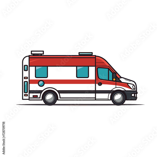 Ambulance,simple,minimalism,flat color,vector illustration,thick outlined,white background