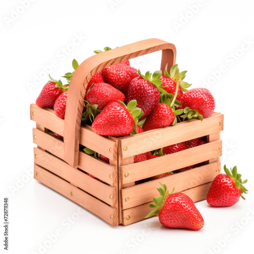 Fresh strawberries in the wooden basket