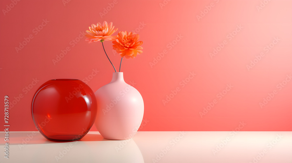 White and Red Vase With Flowers, product presentations

