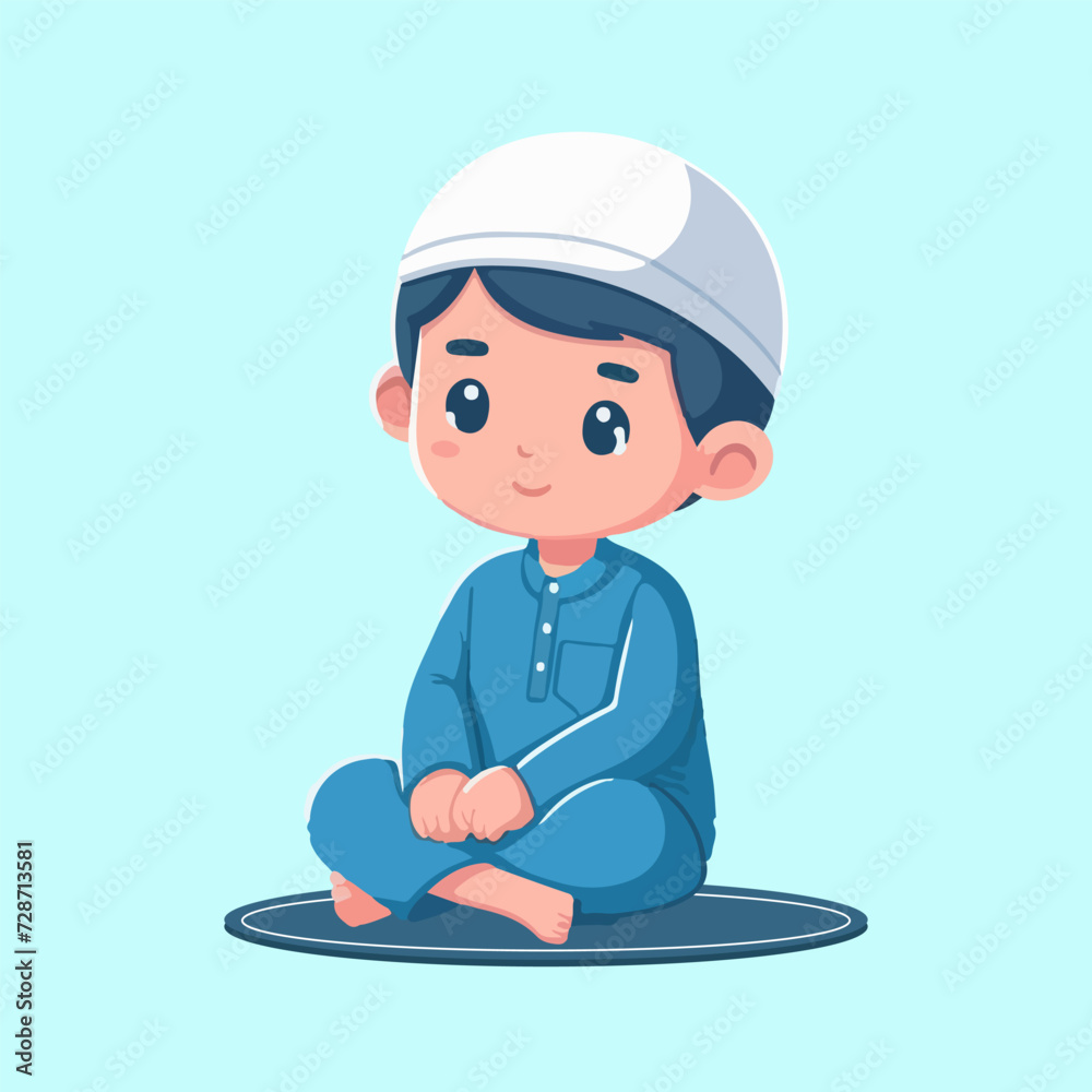 cute muslim boy sitting on the carpet cartoon vector illustration cute muslim boy sitting on the carpet cartoon vector illustration