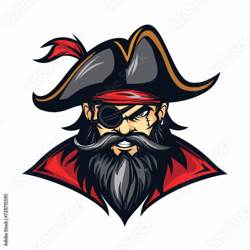 Esport vector logo pirate, icon, sticker, symbol, corsair, rover, buccaneer, filibuster