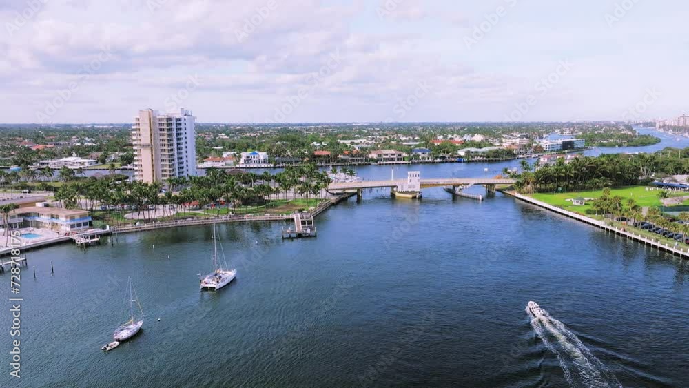 Drone view of Hillsboro Beach, Florida with city Drone view of Hillsboro Beach, Florida with city