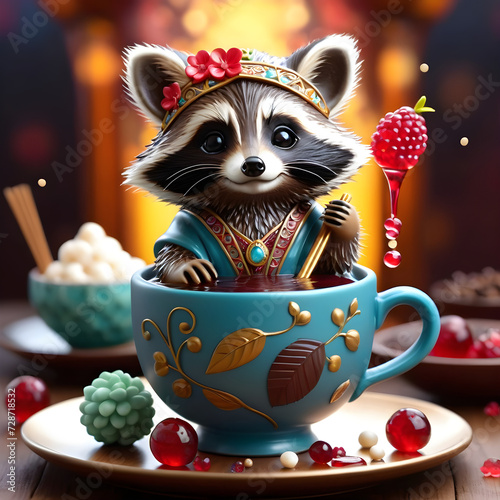 Let me paint a picture for you. Imagine a cute little baby raccoon, all endearing and fluffy, with its tiny paws and mischievous eyes. It's the kind of creature that instantly captures your heart. Now photo