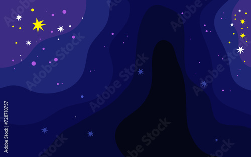 Vector space background . Cute flat style template with Stars in Outer space