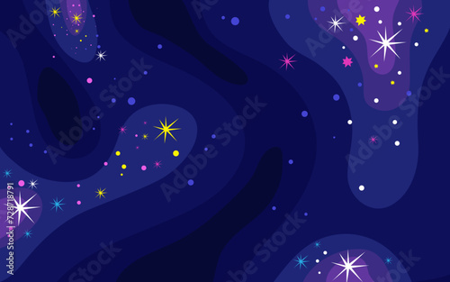 Vector space background . Cute flat style template with Stars in Outer space