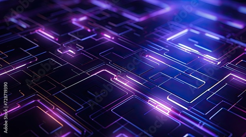 3D neon digital abstract scene background