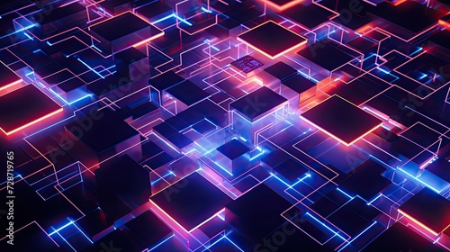 Wallpaper Mural 3D neon digital abstract scene background Torontodigital.ca