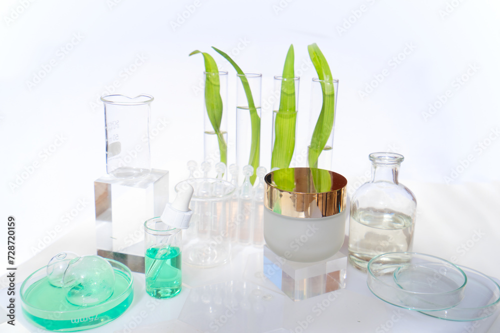 Laboratory tested cream in white glass container Laboratory tested cream in white glass container