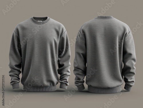 Blank Gray Long Sleeve T-Shirt Template for mockup. Grey t-shirt template