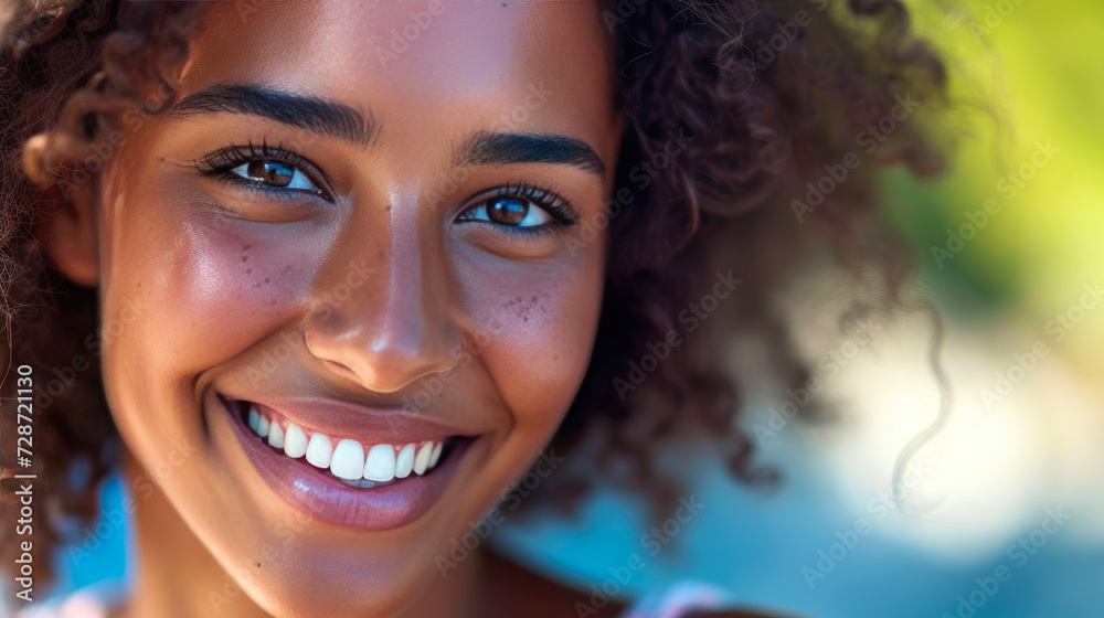 Smile in Focus: Detailed Portrait of a Happy Woman Smile in Focus: Detailed Portrait of a Happy Woman