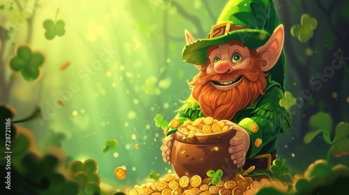 Leprechaun with his pot of gold. St Patrick's day