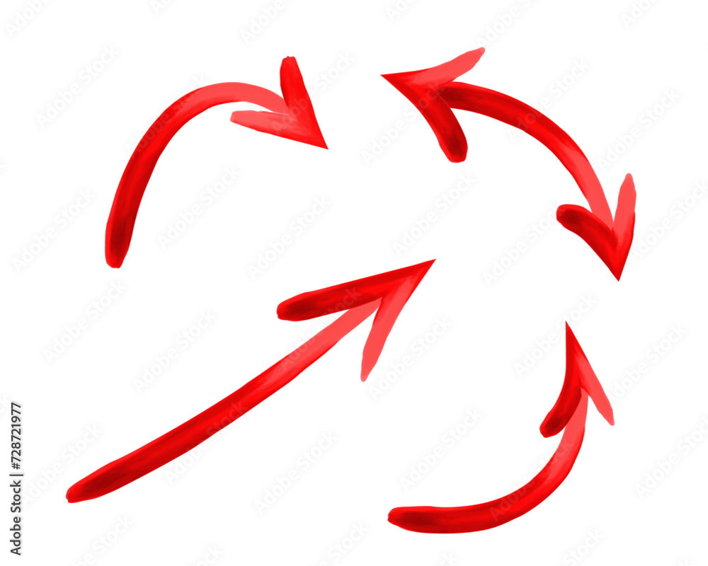 Red watercolor arrows. Icon. Red watercolor arrows. Icon.