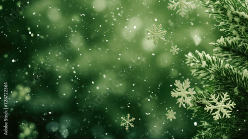 Emerald Dreams: Snowflakes in Christmas Harmony