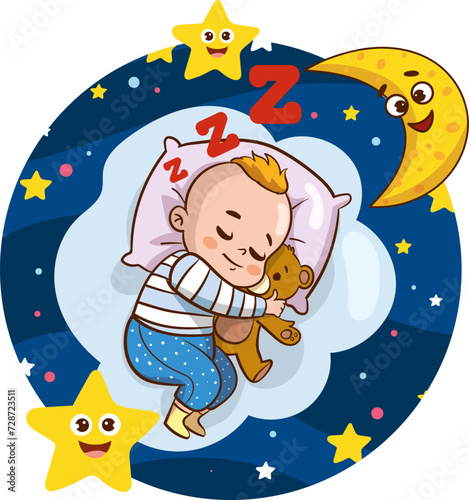 vector illustration of Sleeping baby