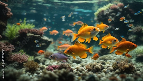 Lively goldfish swimming 