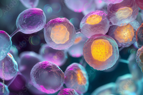 Nano-molecular Health of Cells seen through a microscope - Generative AI photo