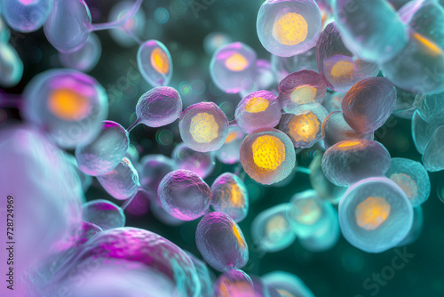 Nano-molecular Health of Cells seen through a microscope - Generative AI photo