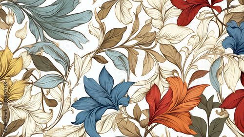 Art Nouveau pattern flowers background - Generative AI