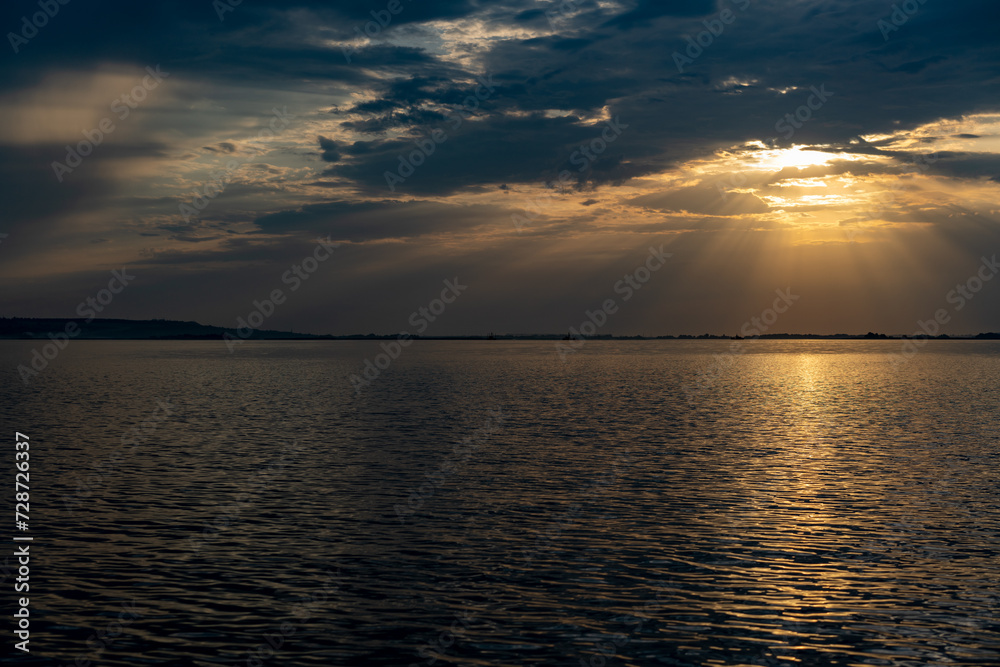 Obraz premium The Great Russian Volga River and its banks.