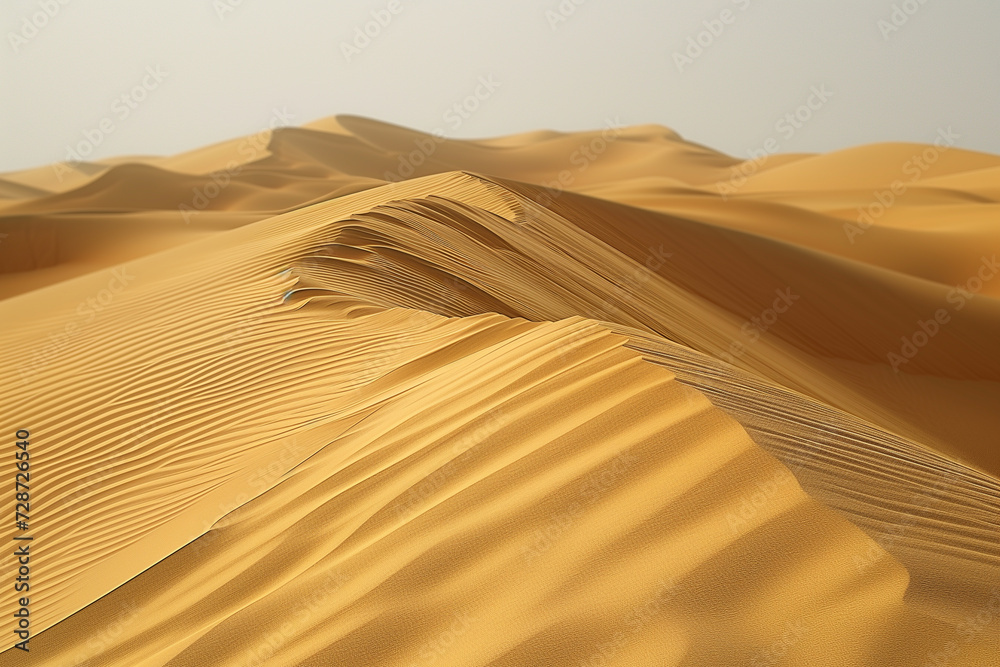 Desert landscape with dynamic sand dunes